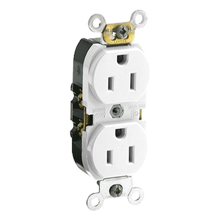 Leviton Duplex Receptacle Outlet, 15A, White, 125V CR015-W