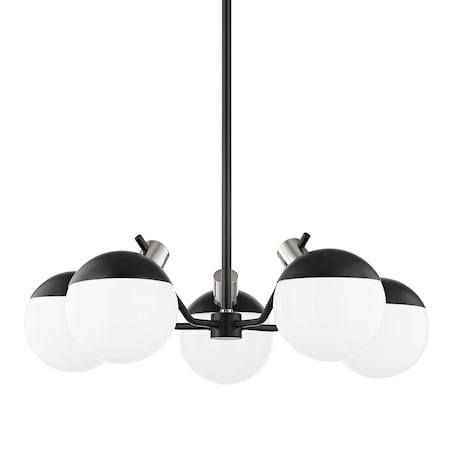 Mitzi Miranda 5 Light Chandelier 7.25 In. Polished Nickel/Soft Black H573805-PN/SBK