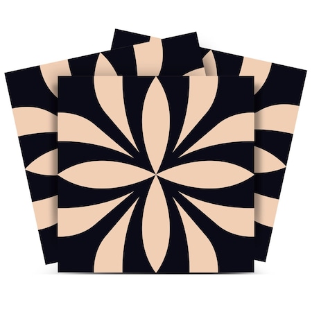 Homeroots 12" X 12" Intertwined Black and Cream Peel and Stick Removable Tiles 556435