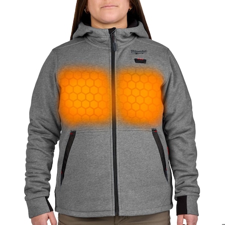 Milwaukee Tool Women's Heated Hoodie, Up to 8 hours Time, Zipper Closure, Gray, Size S F200G-21S