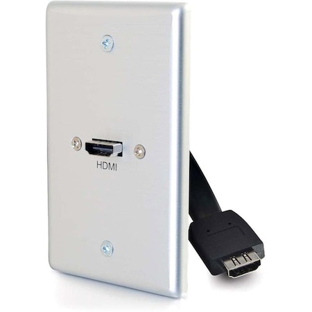 C2G LEGRAND AV SINGLE GANG WALL PLATE WITH HDMI PIGTAIL ALUMINUM 39870