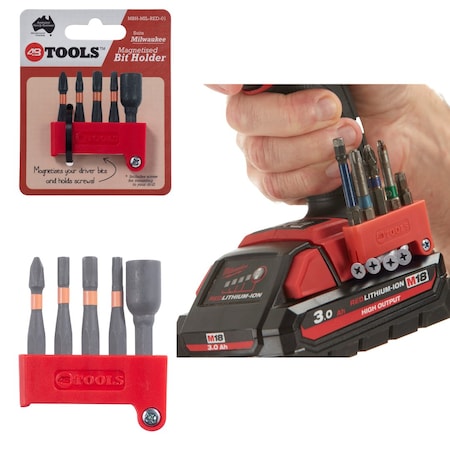 48 Tools Bit Holder, 2 in L, 48 TOOLS MBH-MIL-RED-01