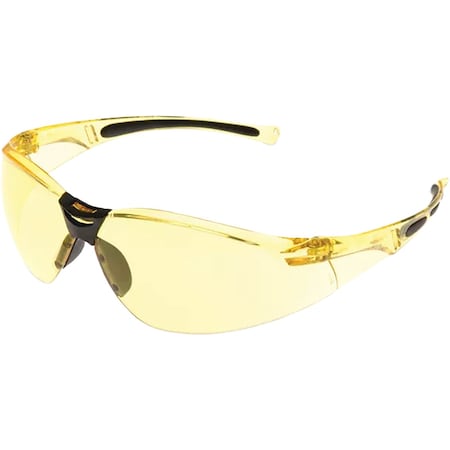 Uvex Rimless Gray Safety Glasses With Amber Anti-Scratch/Hard Coat Lens A802