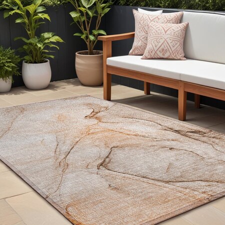 Homeroots 10' X 14' Gray and Orange Abstract Washable Non Skid Indoor Outdoor Area Rug 559396