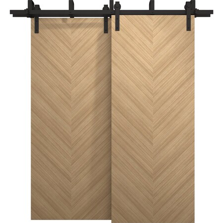 Sartodoors Sliding Closet Barn Bypass Doors 36 x 80 inches, Ego 5005 Natural Oak, Modern 6.6ft Rails Hardware EGO5005BBB-SNA-36