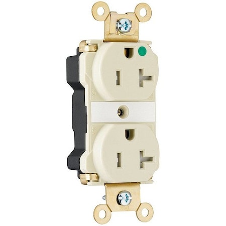 Pass & Seymour Straight Blade Receptacle, 5-20R, 20 A, 125V AC, 2 Pole, 3 Wire, Recessed Mount, Grounded PTTR63HI
