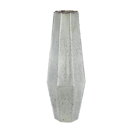 Homeroots 20" Antiqued Silver Glass Cylinder Table Vase 574269