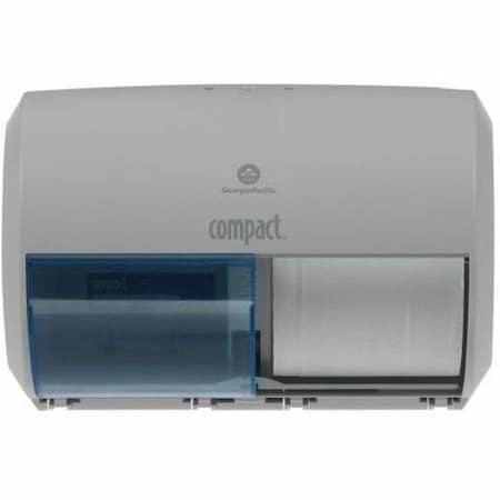 Georgia-Pacific Toilet Paper Dispenser, Compact, Horizontal Double Roll, Coreless, Wall Mount, Gray 56783A