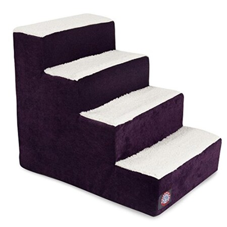 River Soap Co 4 Step Villa Sherpa Pet Stairs, Aubergine 788995675150