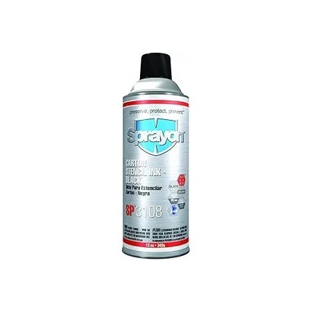 Krylon Sprayon Carton Stencil Ink Black, 12 oz. Aerosol,  SC3108000