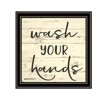 Homeroots Wash Your Hands Black Framed Print Bathroom Wall Art 529639