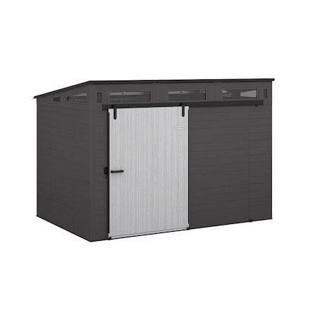 Suncast Modernist Barn Door 10 ft. x 7 ft. Resin Horizontal Barn Storage Shed with Floor Kit BMS9005D