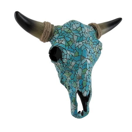 Dlc Mosaic Turquoise Steer Skull Wall Hanging - 10.5 x 3.75 x 11.5 in. 12428