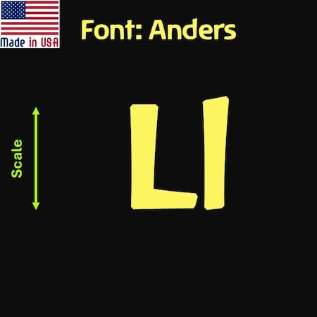 Aacc Self-Adhesive Vinyl Letter: l, Scale: 16 in. Color: Yellow Font: Anders by, 8PK AACC-Anders-ll-Yellow-I16x8