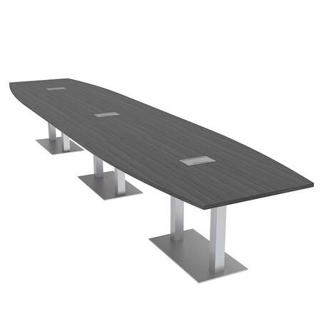 Skutchi Designs Boat Conference Table With Power Unit, 48 in W, 216 in L, Grey HAR-BOT-48x216-DOU-WA7949-ESIL