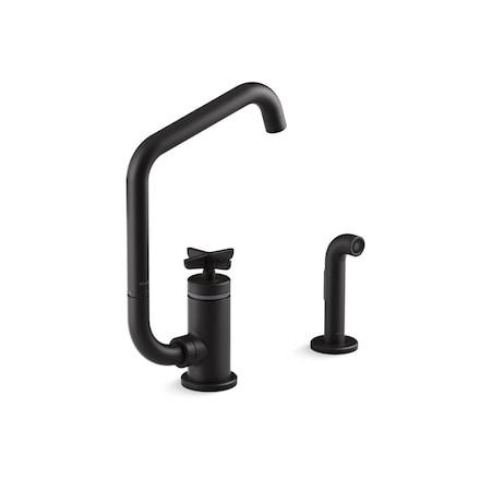 Kohler Billet Single-handle bar sink faucet with two-function extended-reach spout and side sprayer 28667-3-BL