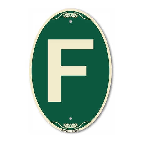 Signmission Letter F, 12 Inch X 18 Inch Architectural Oval, Heavy Gauge Aluminum A-OV-G-1218-22954
