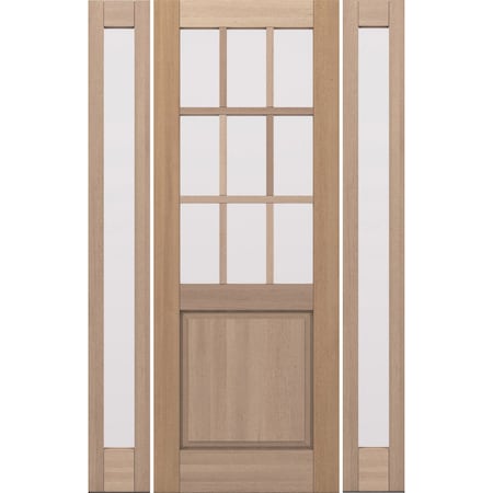 Doornmore G5009, 65.25" x 98" ( 36" Door + 2x12" Side) Left Hand, Mahogany SDL 9 Lite, 1/2 Lite Exterior Door G5009-SW-3696-G101-SL_1-2_LI