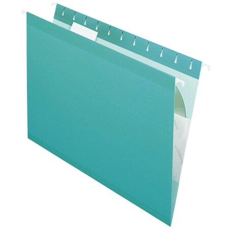 Pendaflex 415215AQU Reinforced Hanging File Folders- Kraft- Letter- Aqua- 25/Box 415215AQU