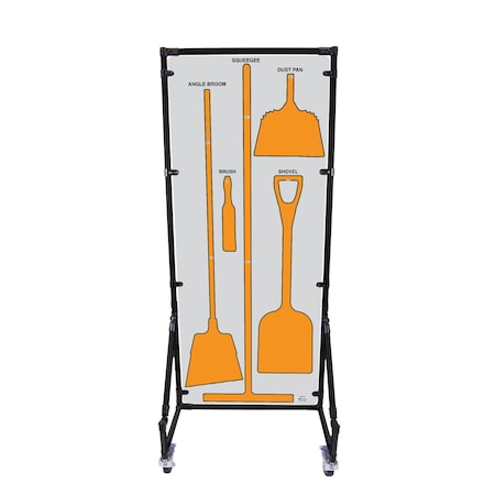 5S Supplies Housekeeping Shadow Board Broom Station V5, Gray / Orange Shadows, No Broom, No Text HSB-V5-GRAY/ORANGE-BO-NO TEXT