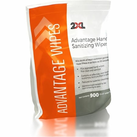 2Xl Sanitizing Wipes, Non-alcohol, 6"x8", White, PK 900 TXLL36