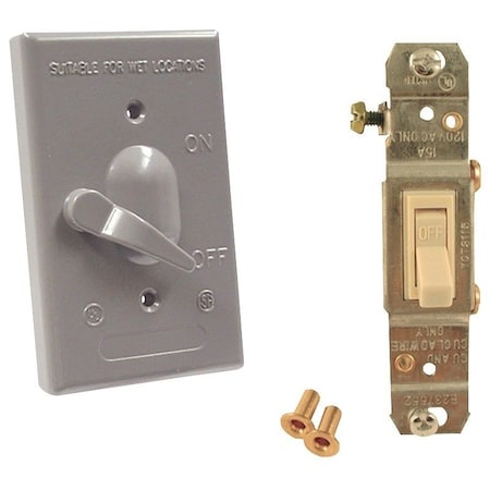 Hubbell Weatherproof Cover, Switch Box Type, 1 Gang, Aluminum 5121-5