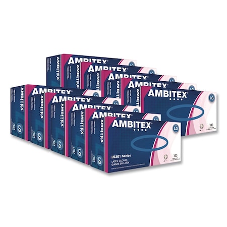 Ambitex L5201 Series Powder-Free Latex Gloves, Large, 4 mil Thick, 9" Long, Cream, 1000PK LLG5201