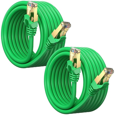 Maximm 15ft Flat Cat7 SFTP Shielded Ethernet Cable, 2PK, Green, 2PK CAT715FTGreen-2PK
