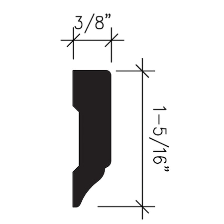 Inteplast Building Products 3/8'' W.x1-5/16'' H.x7 ' L. Crystal Wht Polystyrene Stop Molding 59460700032