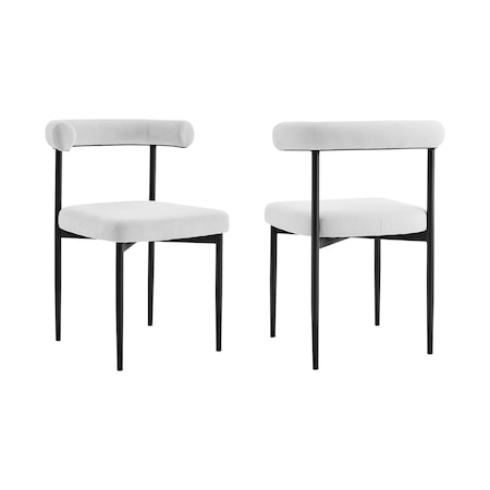 Armen Living Shannon Dining Chair with Matte Black Iron and Cream Fabric - Set of 2 LCSNSIBLKCR