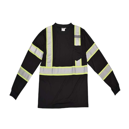 Cor-Brite Safety Shirt, Long Sleeves, Black VSB1613XL