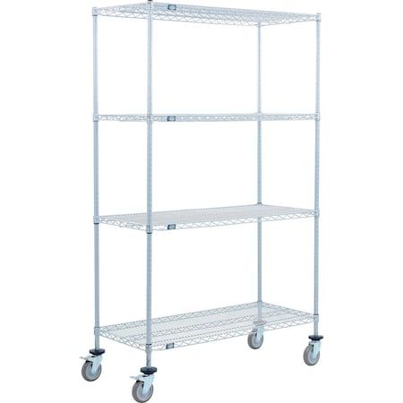 Global Industrial Nexel 4 Shelf Truck, Nexelate, 36"W x 18"D x 60"H, Polyurethane Swivel Casters, 2 Brakes B3156242