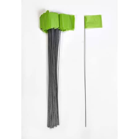 Mutual Industries Wire Marking Flags GLO lime 21in, 1000PK 15901-139-21