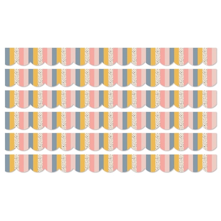 Carson Dellosa We Belong Stripes Scalloped Borders Per Pack, 39 Feet Per Pack, 6PK 108493