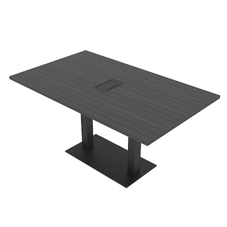 Skutchi Designs Rectangle Conference Table With Power, 36 in W, 72 in L, Grey HAR-REC-36X72-DOU.BK-WA7949-EBLK