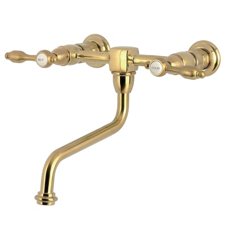 Kingston Brass Double-Handle Wall Mount Bathroom Faucet, Brushed Brass KS1217TAL