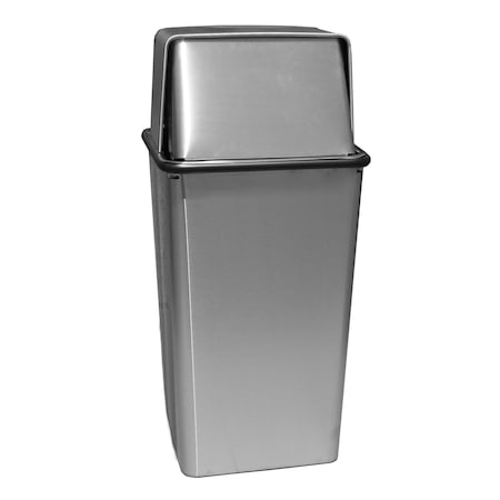 Witt Industries Square Hamper With Push Top, Stainless 13HTSS