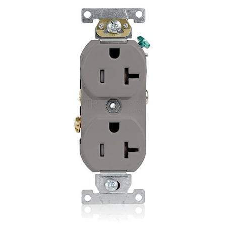 Leviton Plugs&Rcptcls, 20A, 125VAC, Gry, Thrmplstc TCR20-GY