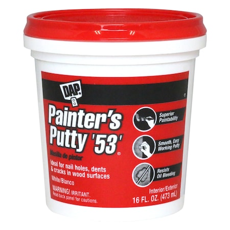 Dap Wood Filler, Tub, White, Painter's Putty 12242