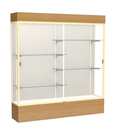 Ghent Lighted Floor Display Case 72x80x16, Plaque, Champange 2176PB-GD-AK