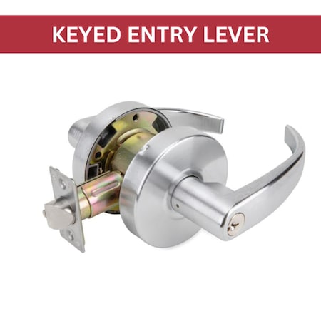 Global Door Controls GAL Series Pisa Style Heavy-Duty Commercial Cylindrical Lever, Grade 2 Entry in Brushed Chrome GAL-1151P-626
