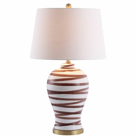 Jonathan Y Joelie 29" Ceramic LED Table Lamp, Brown/White JYL3016B