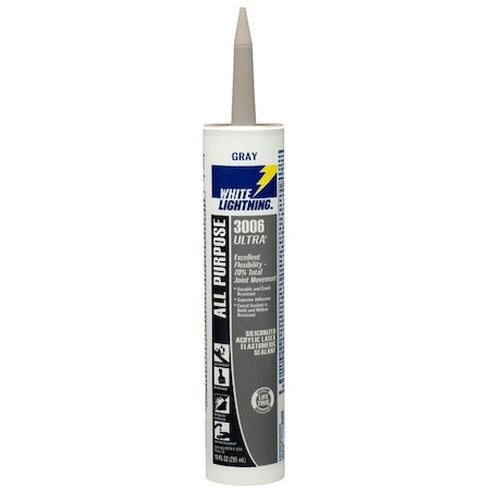 White Lightning All Purpose Elastomeric Sealant, Gray, 5 to 7 days Curing, >40 deg F W11004010