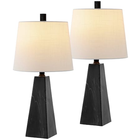 Jonathan Y Owen 20.5" Contemporary Resin LED Table Lamp, Black Marble Finish, 2PK JYL1037D-SET2