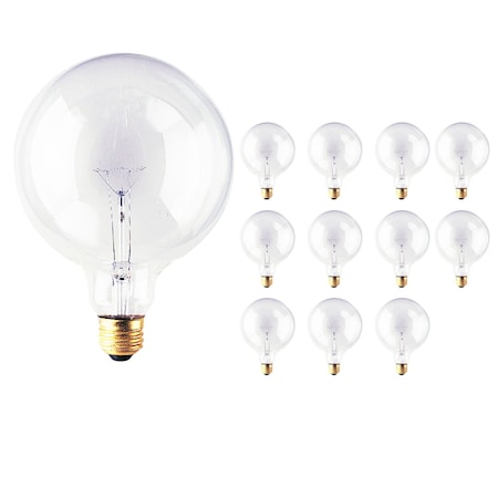 Bulbrite Incandescent G40 Medium Screw Base E26 Light Bulb, 100W, Clear, 12PK 861055