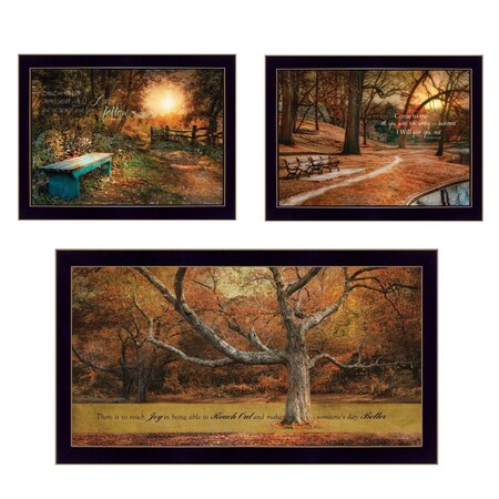 Homeroots Set Of Three Tranquil Spaces 2 Black Framed Print Wall Art, 3PK 406109