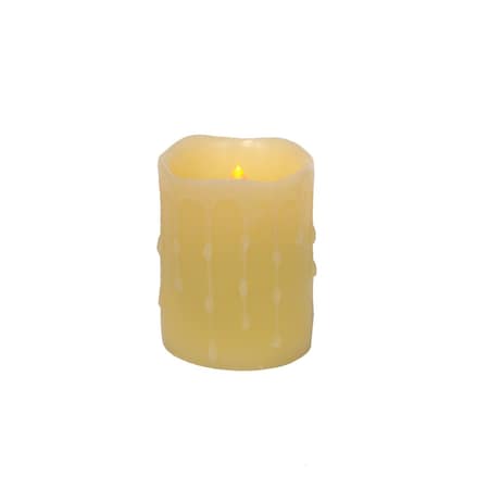 Homeroots Set of Four Yellow Flameless Pillar Candles, 4PK 517647