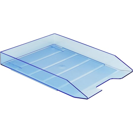 Acrimet Stackable Letter Tray Front Load Letter Size Document Organizer Plastic Clear Blue 1 Unit 211.2