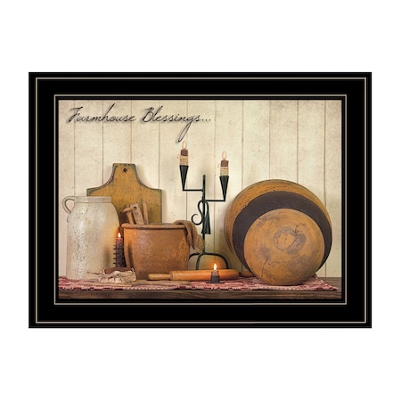 Homeroots Farmhouse Blessings 3 Black Framed Print Kitchen Wall Art 406736