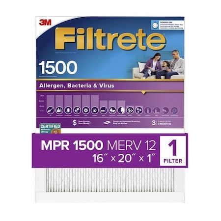 Filtrete 16 in. W X 20 in. H X 1 in. 1500 MPR Pleated Allergen Air Filter 1 pk 2000-4-HR